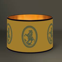 Lampshade The Gilded Marly Horses, For Lamp Base With Monochrome Illustration On Yellow Background, Unique Interior Decoration - thumbnail 1