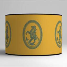 Lampshade The Gilded Marly Horses, For Lamp Base With Monochrome Illustration On Yellow Background, Unique Interior Decoration - thumbnail 2