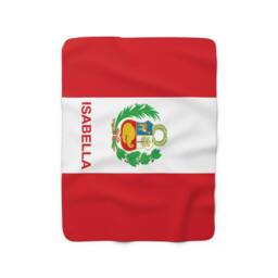 Peru Fleece Blanket, Peru, Blanket, Flag Of Peru, Custom Flag, Personalized Country Gift, Name - thumbnail 2