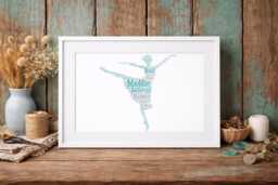 Personalized Ballerina Word Art Print, Custom Dance Gift, Ballet Dancer Silhouette, Name - thumbnail 1