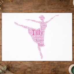 Personalized Ballerina Word Art Print, Custom Dance Gift, Ballet Dancer Silhouette, Name - thumbnail 2