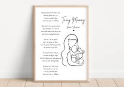 Personalised Mummy Print Hands Baby Loss Angel - Unframed Stillbirth Miscarriage - thumbnail 1