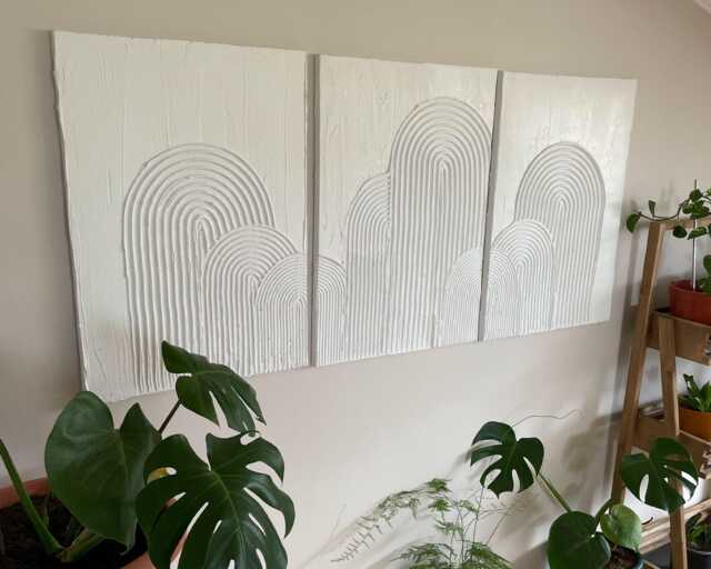 Boho Minimalist Textured Wall Art, Elegant Plaster Canvas Painting, Unique Home Decor For Living Room, Bedroom Or Modern Spaces - image 1