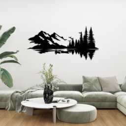 Mountain Lake Canoe Metal Wall Art, Cabin Decor Landscape, Unique Birthday Gift - thumbnail 3