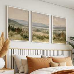 Orchard Landscape Trio, Neutral Countryside Wall Art Set - thumbnail 3
