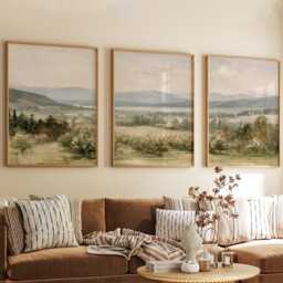 Orchard Landscape Trio, Neutral Countryside Wall Art Set - thumbnail 4