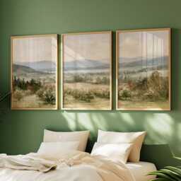 Orchard Landscape Trio, Neutral Countryside Wall Art Set - thumbnail 2