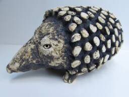 Fireclay Hedgehog Sculpture, One-Of-A-Kind Garden Art