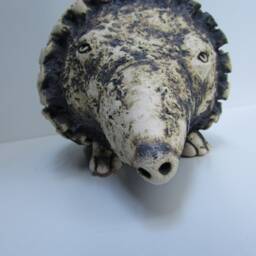 Fireclay Hedgehog Sculpture, One-Of-A-Kind Garden Art - thumbnail 2