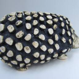Fireclay Hedgehog Sculpture, One-Of-A-Kind Garden Art - thumbnail 4