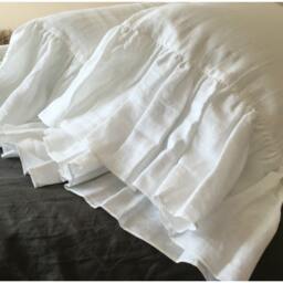 A Pair Of White Linen Pillow Covers Feature Mermaid Long Ruffles, Inspired By French Country Style, Shabby Chic Cases - thumbnail 2