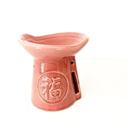 Oil Hot Burner Ceramic Essential Diffuser Pink Porcelain Room Fragrance Feng Shui Aromatherapy Candle Warmer Painted Symbol Meditation - thumbnail 2