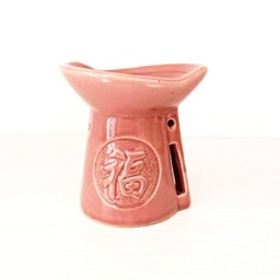 Oil Hot Burner Ceramic Essential Diffuser Pink Porcelain Room Fragrance Feng Shui Aromatherapy Candle Warmer Painted Symbol Meditation - thumbnail 4