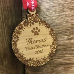 Personalised Pet Christmas Tree Wooden Bauble Decoration - Pets First Or Merry Cat, Dog Etc Family - thumbnail 3