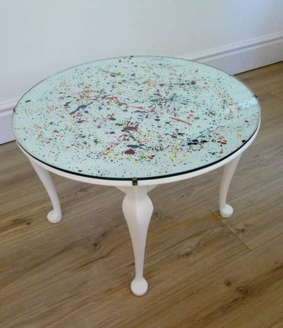 Upcycled Occasional/Coffee Table Solid Wood With Glass Top - image 1