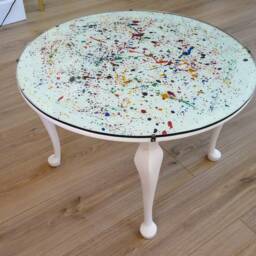 Upcycled Occasional/Coffee Table Solid Wood With Glass Top - thumbnail 2