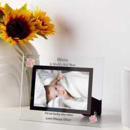 Worlds Best Mum Frame, Personalised Gift, Mother Photo Frame, Birthday Mothers Day Mummy Unique Clear Glass Frame - thumbnail 2