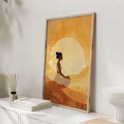 Yoga Meditation Print - Boho Spiritual Wall Art Sunrise Wellness Poster Mindfulness Decor Minimalist Artwork - thumbnail 2