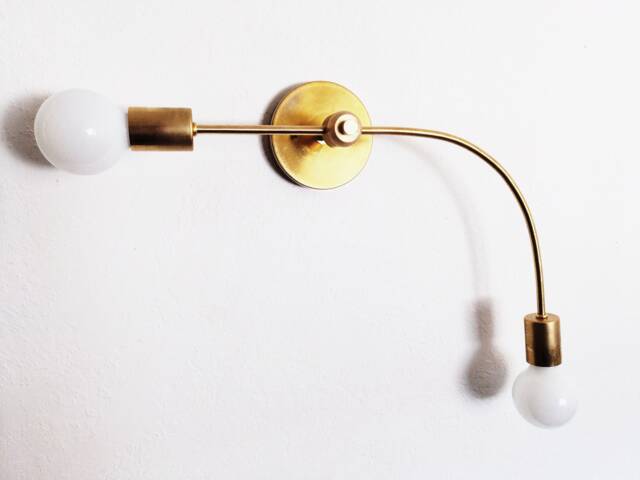 Arched Two-Arm Wall Sconce Raw Brass Modern Light - image 1