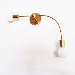 Arched Two-Arm Wall Sconce Raw Brass Modern Light - thumbnail 2