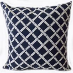 Outdoor Pillows Or Indoor Custom Covers - Shades Of Navy Blue Ivory Ikat, Modern Patio Throw Accent - thumbnail 3
