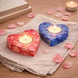 Hand-Painted Heart Tea Light Holders Handmade Valentine's Gift Romantic Gifts For Couple - thumbnail 2