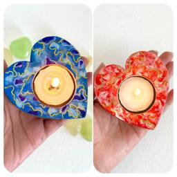 Hand-Painted Heart Tea Light Holders Handmade Valentine's Gift Romantic Gifts For Couple - thumbnail 3