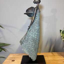 Elegant Woman Figurine, Contemporary Home Decor, Stylish Detailed Ornament - Flower Behind - thumbnail 3