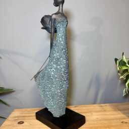 Elegant Woman Figurine, Contemporary Home Decor, Stylish Detailed Ornament - Flower Behind - thumbnail 2