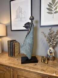 Elegant Woman Figurine, Contemporary Home Decor, Stylish Detailed Ornament - Flower Behind