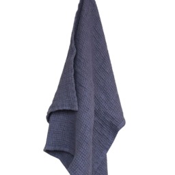 Charcoal Linen Waffle Bath Towel Boho Bathroom Decor - thumbnail 2