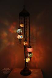 7 Ball Turkish Mosaic Floor Lamp With Large Globes, Lambader - thumbnail 1