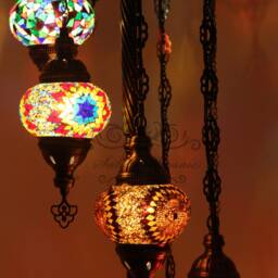 7 Ball Turkish Mosaic Floor Lamp With Large Globes, Lambader - thumbnail 2