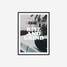 Rise & Grind Print - Retro Coffee Print, Kitchen Caf?? Wall Decor, Minimalist Art, Gift - thumbnail 3