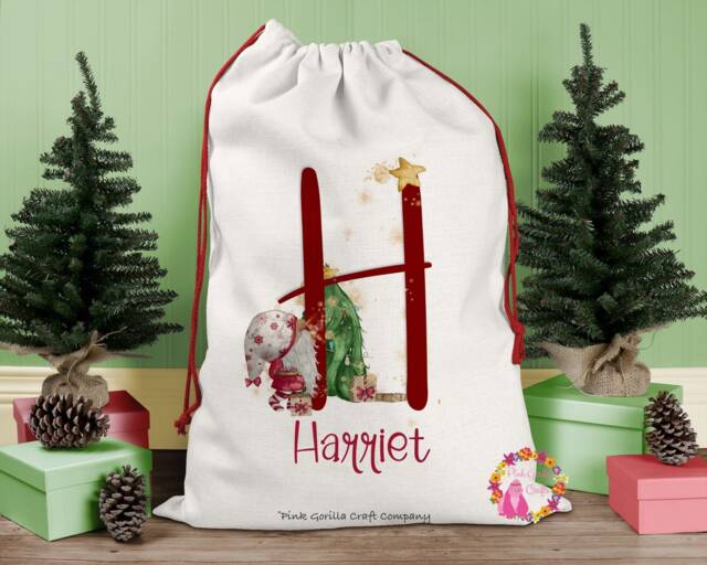Christmas Sack, Santa Xmas Decoration, Personalised Gift, Bag, Custom - image 1