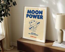 Moon Power Surfing Print Vintage Surf Art Poster - thumbnail 1
