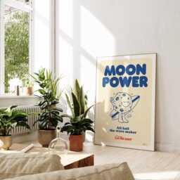 Moon Power Surfing Print Vintage Surf Art Poster - thumbnail 3