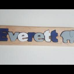 Personalized Name Puzzle, Custom Wooden Letter Gift, Newborn Free Engraving Message, Everett - thumbnail 4