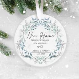 Personalised First Christmas in Our New Home Bauble, Couple Keepsake, Home, Ornament, Housewarming - thumbnail 1