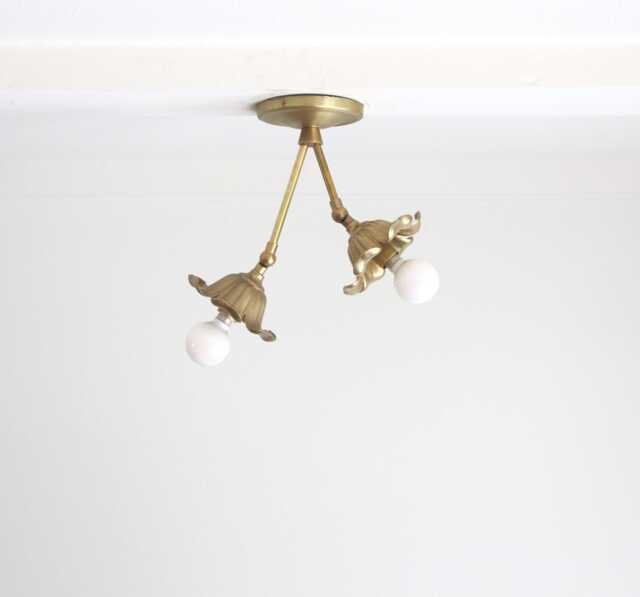 Brass Ceiling Light With Flower Shape Lamp Holder, Classic Brass Light, Ul Listed, No.0671 - image 1