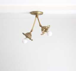 Brass Ceiling Light With Flower Shape Lamp Holder, Classic Brass Light, Ul Listed, No.0671 - thumbnail 1