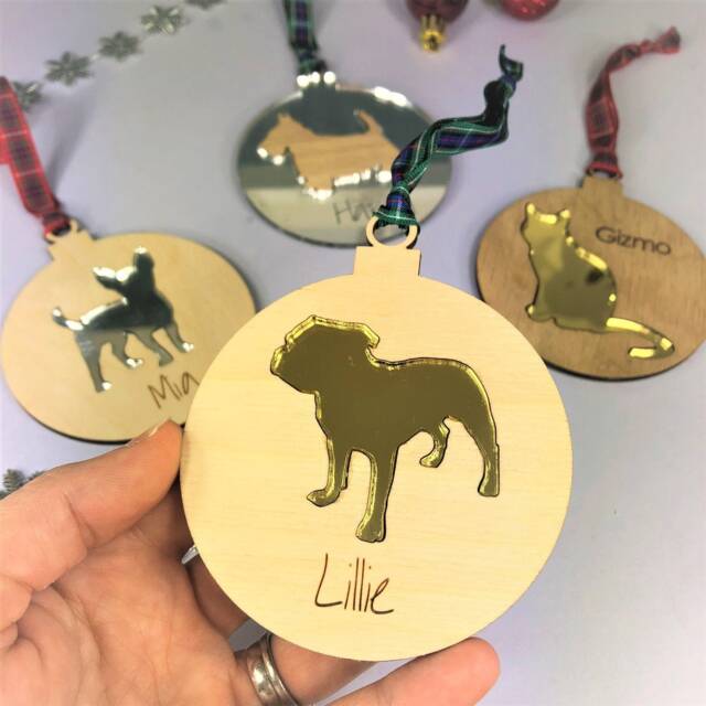 Personalised Pet Christmas Tree Decoration. Dog & Cat Baubles. Stocking Fillers - image 1