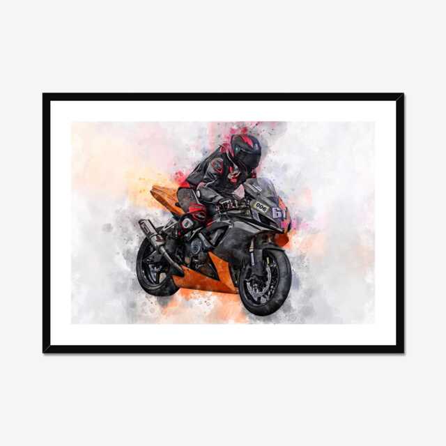 Custom Watercolor Motorcycle Portrait Bike Art Print - image 1