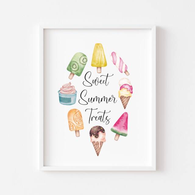 Ice Cream Print Colourful Summer Treats Wall Art - Unframed - image 1