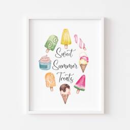 Ice Cream Print Colourful Summer Treats Wall Art - Unframed - thumbnail 1