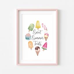 Ice Cream Print Colourful Summer Treats Wall Art - Unframed - thumbnail 2
