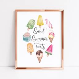 Ice Cream Print Colourful Summer Treats Wall Art - Unframed - thumbnail 3