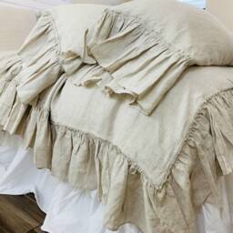 Shabby Chic Linen Duvet Cover With Country Mermaid Long Ruffles, Shabby Chic Bedding, 41+ Colors & Patterns To Choose - thumbnail 4