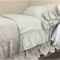 Shabby Chic Linen Duvet Cover With Country Mermaid Long Ruffles, Shabby Chic Bedding, 41+ Colors & Patterns To Choose - thumbnail 2