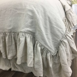Shabby Chic Linen Duvet Cover With Country Mermaid Long Ruffles, Shabby Chic Bedding, 41+ Colors & Patterns To Choose - thumbnail 3
